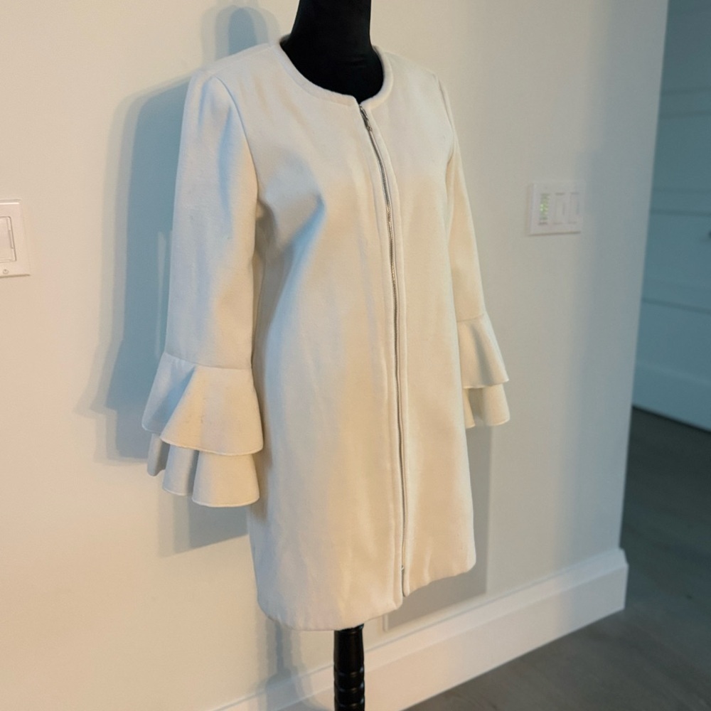 Elegant Cream Ruffle Sleeve Dress